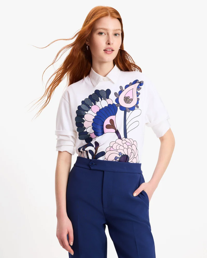 Kate Spade Embellished Autumn Paisley Tee